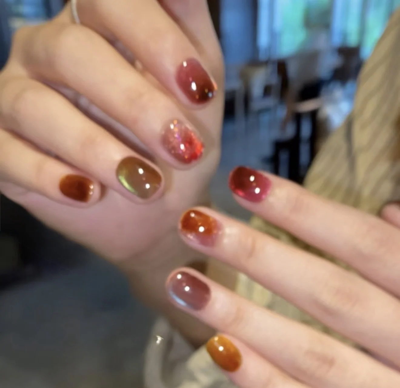 Amber Jelly handmade press-on nail set