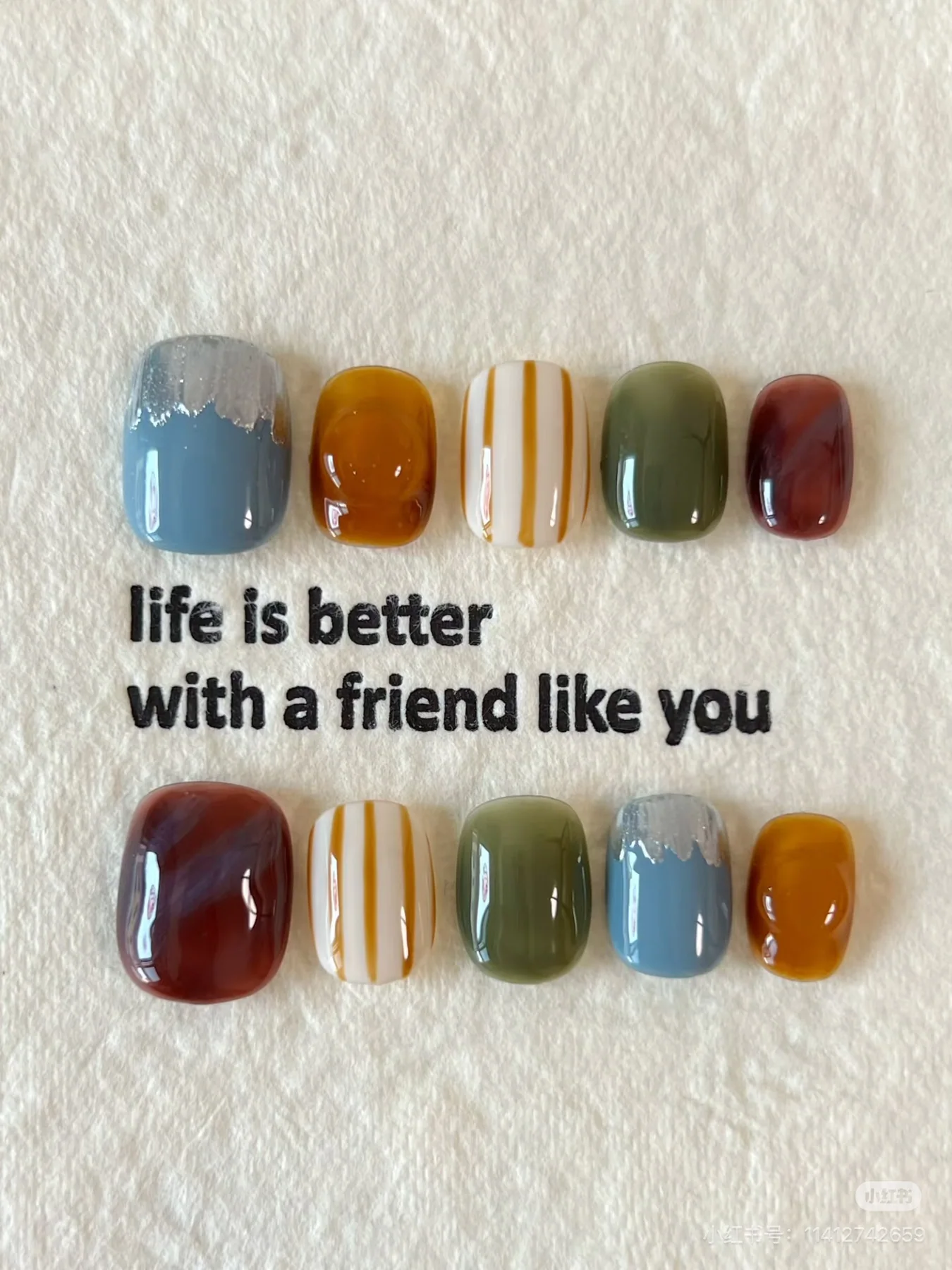 Friendship Palette handmade press-on nail set