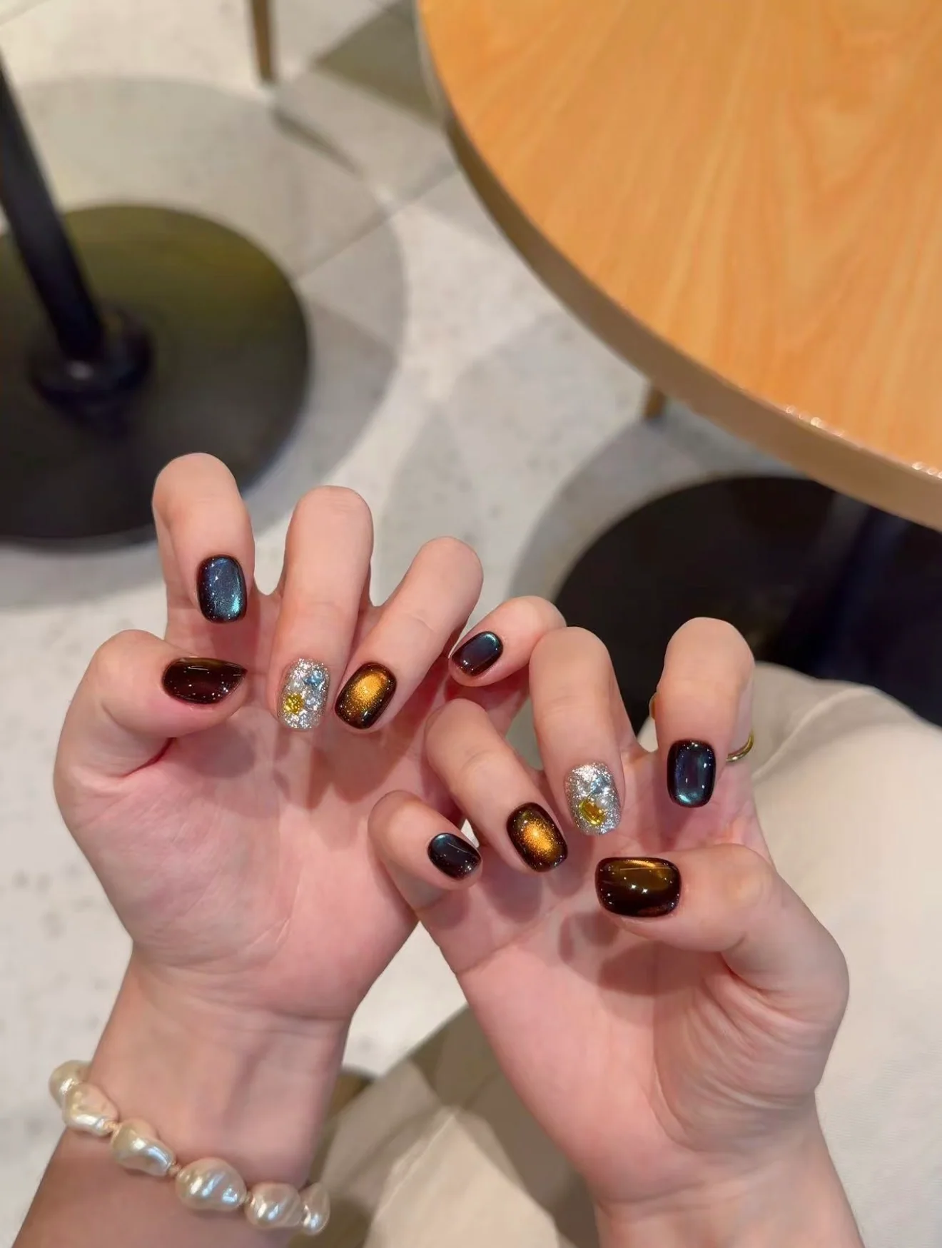Midnight Gem handmade press-on nail set