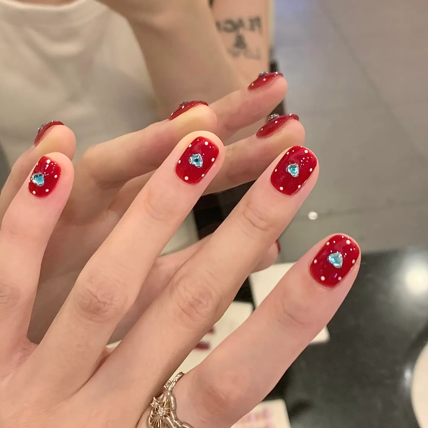 Ruby Cabochon handmade press-on nail set