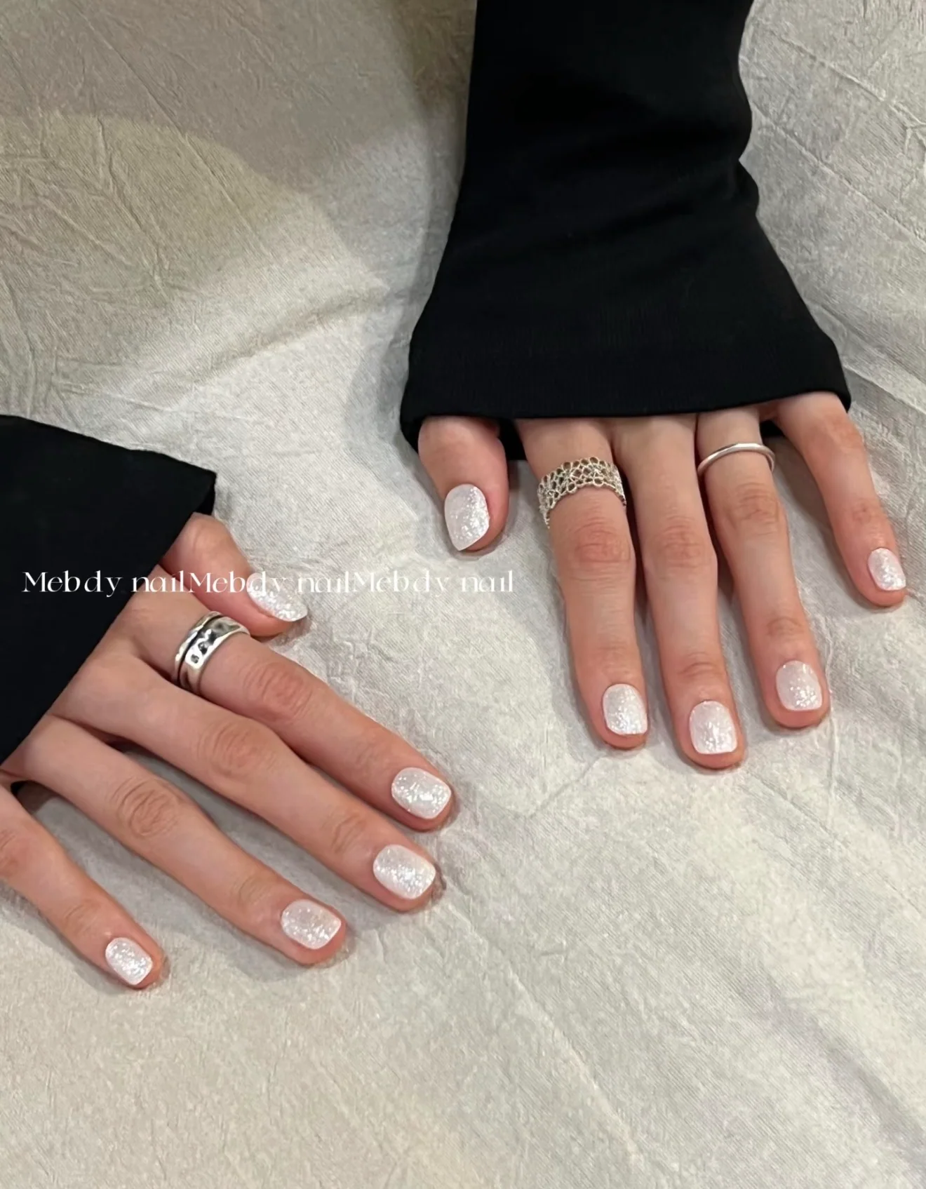 Silver Shimmer handmade press-on nail set