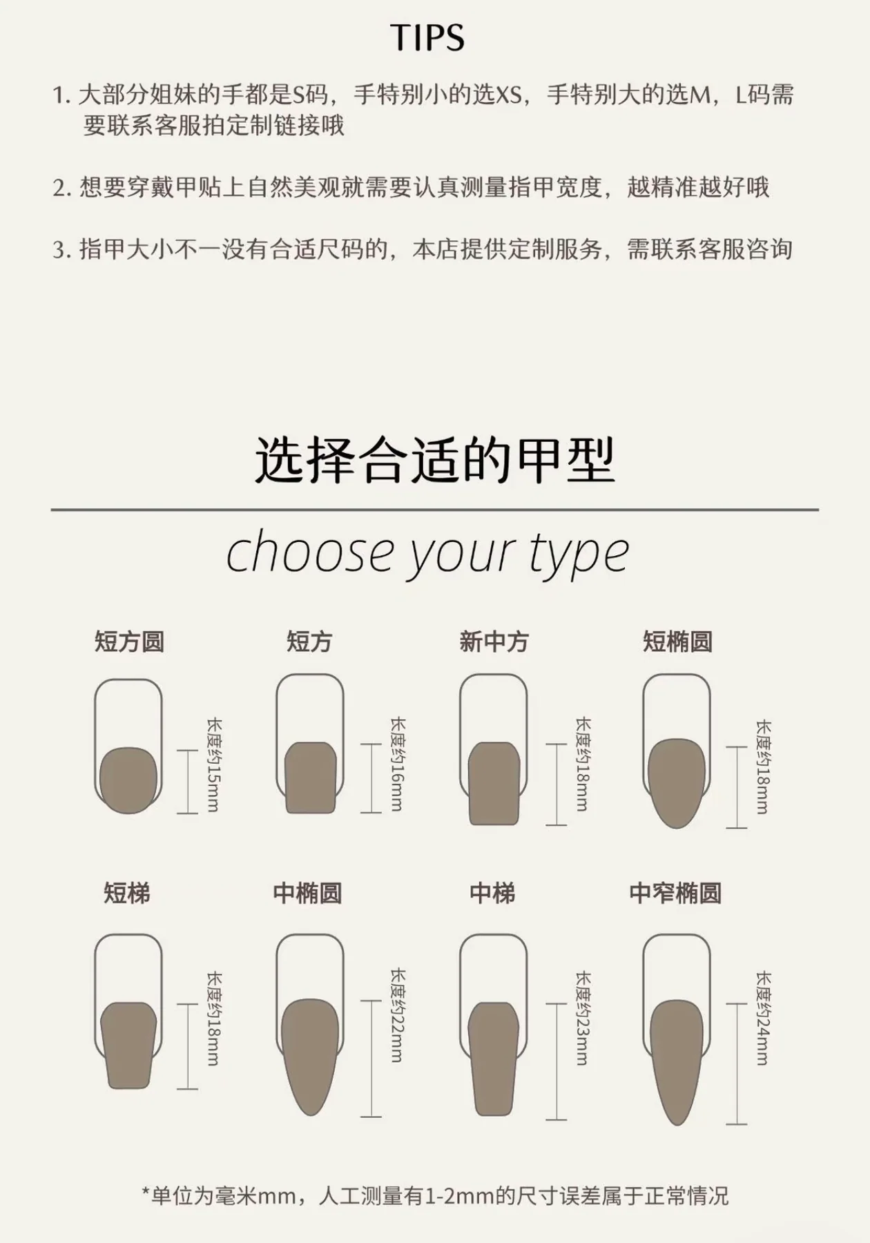 WHATNAIL millimetre sizing guide